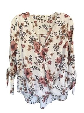 West K Floral Print High Low Blouse Top Mid Sleeve - Size Small